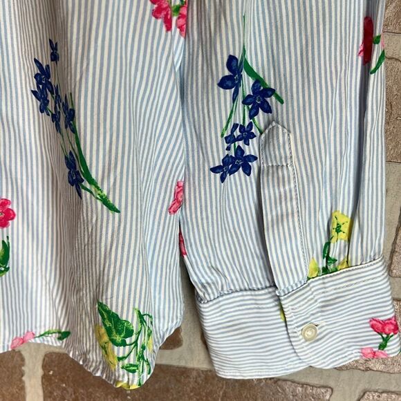 Talbots Womens Striped Floral Tunic Shirt Long Sleeve Size Small Petite PRETTY! - Picture 8 of 9